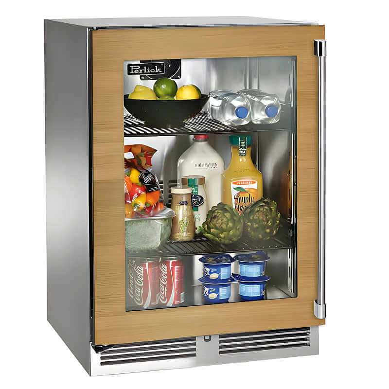 Perlick 24-Inch Signature Series Panel Ready Glass Door Outdoor Refrigerator - HP24RO-4-4