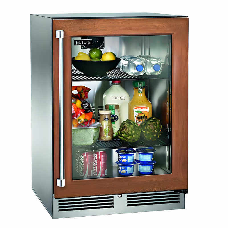 Perlick 24-Inch Signature Series Panel Ready Glass Door Outdoor Refrigerator with Lock - HP24RO-4-4