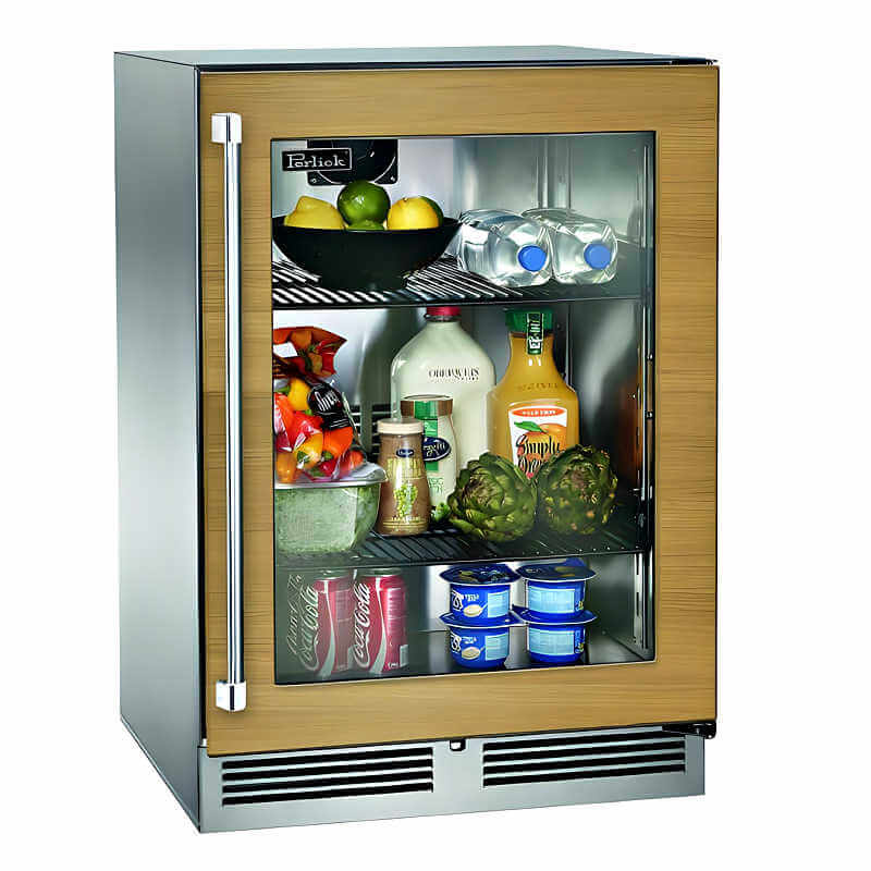 Perlick 24-Inch Signature Series Panel Ready Glass Door Outdoor Refrigerator with Lock - HP24RO-4-4