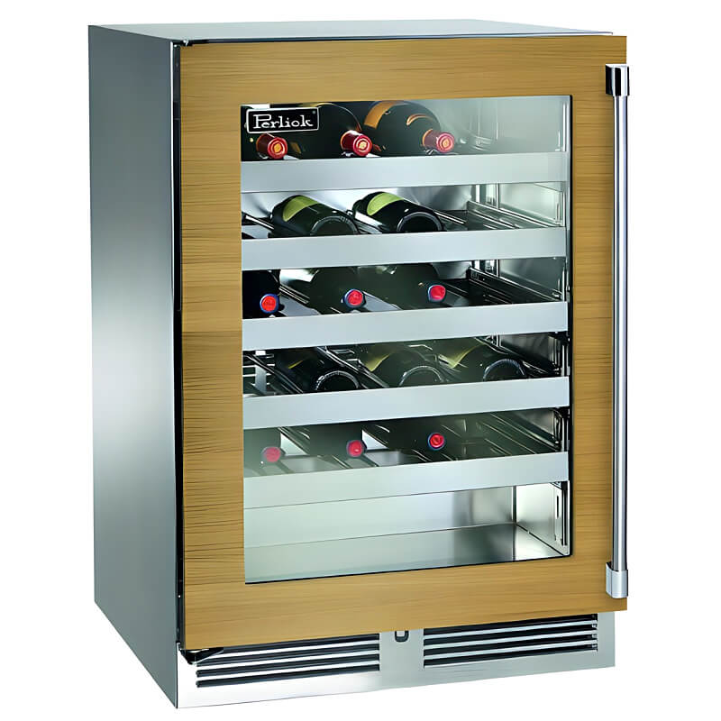 Perlick 24-Inch Signature Series Panel Ready Glass Door Outdoor Wine Reserve - HP24WO-4-4