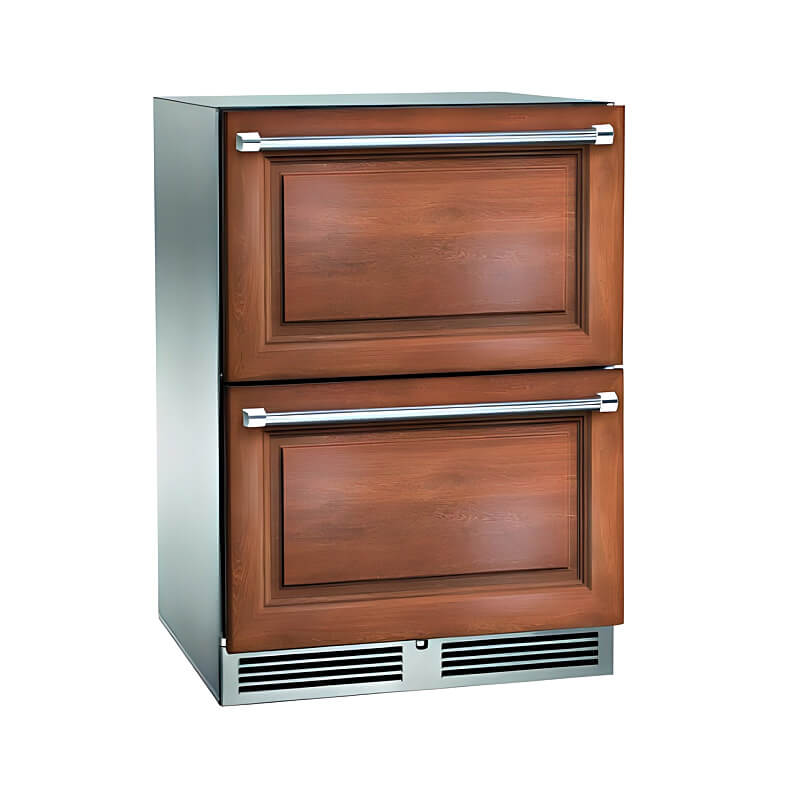 Perlick 24-Inch Signature Series Panel Ready Outdoor Refrigerator Drawers with Lock - HP24RO-4-6