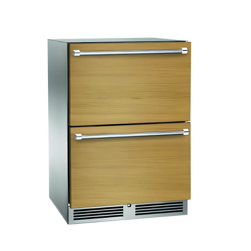 Perlick 24-Inch Signature Series Panel Ready Outdoor Refrigerator Drawers with Lock - HP24RO-4-6