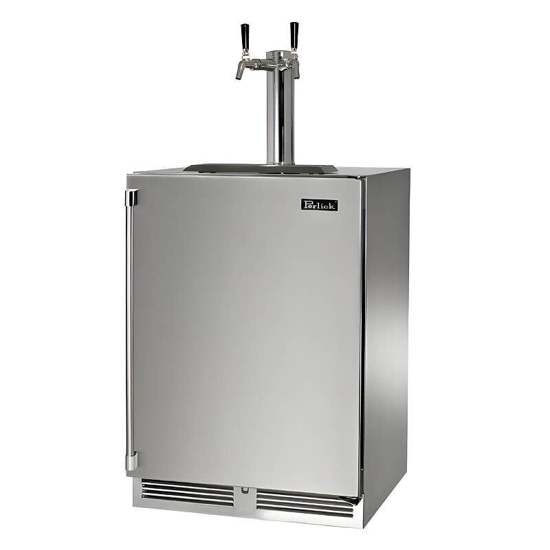 Perlick 24-Inch Signature Series Stainless Steel Double Tap Outdoor Beverage Dispenser w/ Lock - HP24TO-4-1