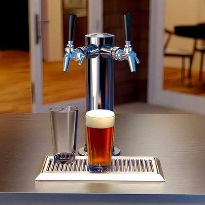 Perlick 24-Inch Signature Series Stainless Steel Double Tap Outdoor Beverage Dispenser w/ Lock - HP24TO-4-1