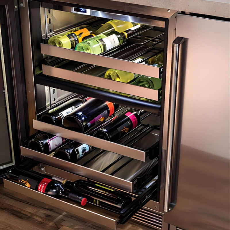 Perlick 24-Inch Signature Series Stainless Steel Outdoor Dual Zone Wine Cooler Reserve with Lock - HP24DO-4-1
