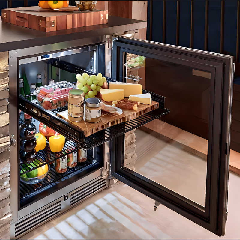 Perlick 24-Inch Signature Series Stainless Steel Glass Door Outdoor Refrigerator with Lock - HP24RO-4-3
