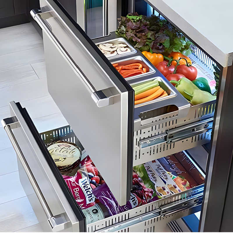Perlick 24-Inch Signature Series Stainless Steel Dual Zone Outdoor Refrigerator/Freezer Drawers w/ Lock - HP24ZO-4-5DL