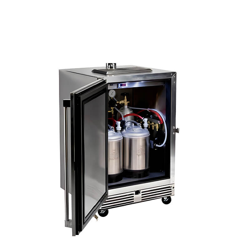 Perlick 24-Inch Stainless Steel Double Tap Mobile Outdoor Beer and Wine Dispenser Kit - HP24TS-2MBW
