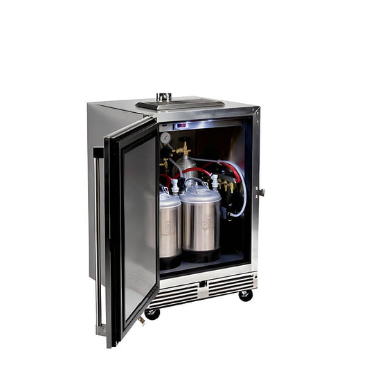 Perlick 24-Inch Stainless Steel Double Tap Mobile Outdoor Beer and Wine Dispenser Kit - HP24TS-2MBW