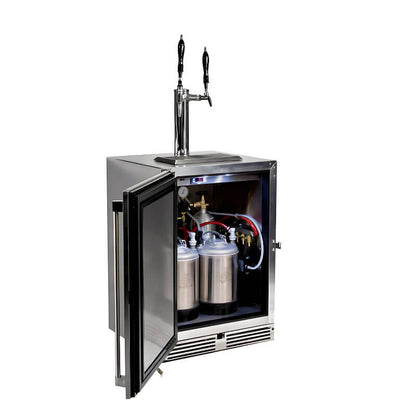 Perlick 24-Inch Stainless Steel Double Tap Mobile Outdoor Nitro and Cold Brew/Wine Dispenser Kit - HP24TS-2MNC