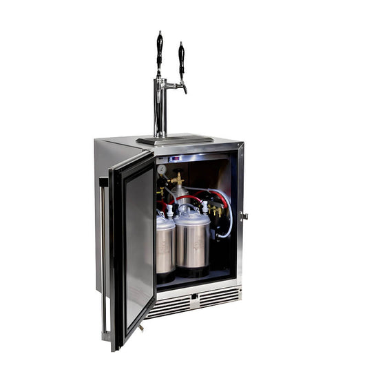 Perlick 24-Inch Stainless Steel Double Tap Mobile Outdoor Nitro and Cold Brew/Wine Dispenser Kit - HP24TS-2MNC
