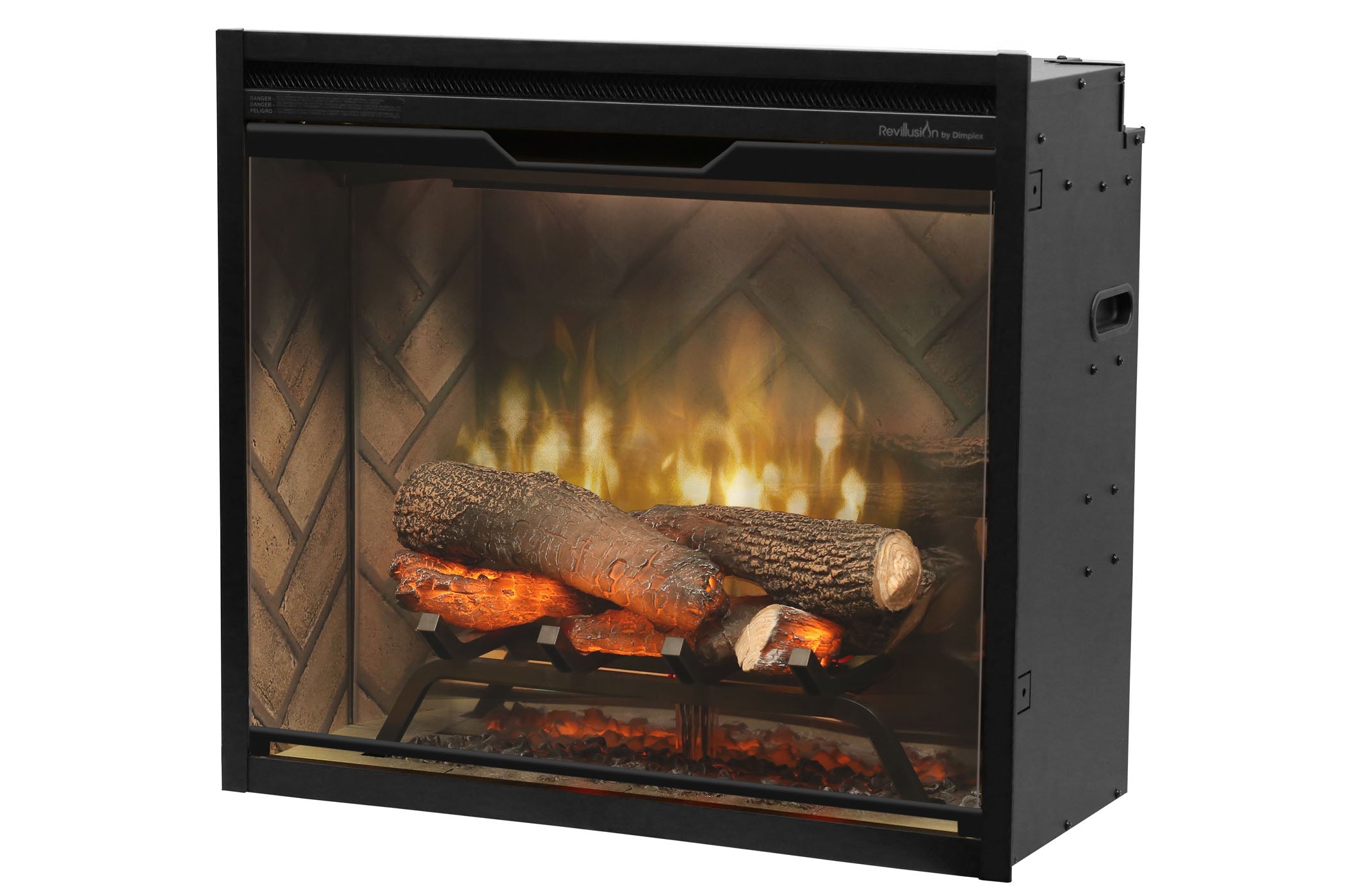 Dimplex Revillusion 24 inch Built-In Electric Firebox | Herringbone Brick