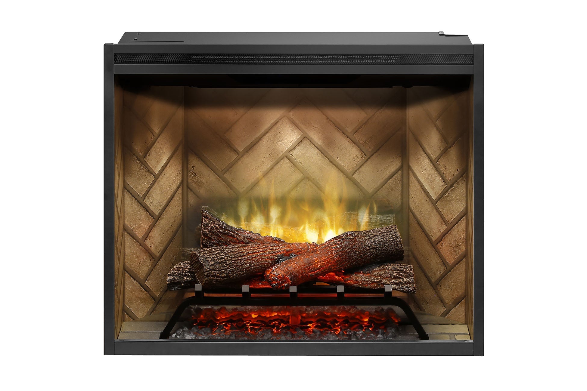 New Dimplex Revillusion 30 inch Built-In Electric Firebox w/ Glass and Plug Kit | Herringbone Brick