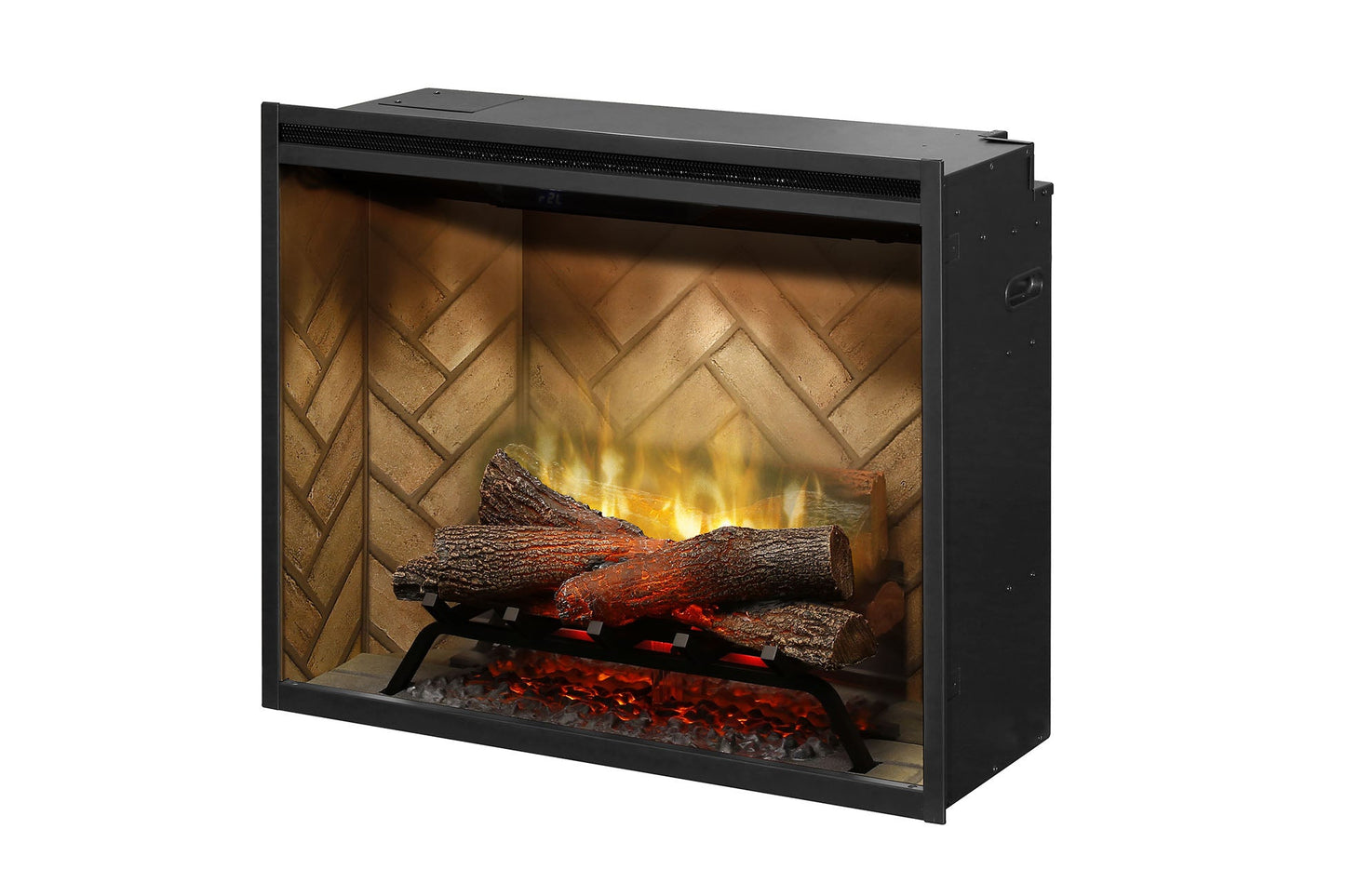 New Dimplex Revillusion 30 inch Built-In Electric Firebox w/ Glass and Plug Kit | Herringbone Brick