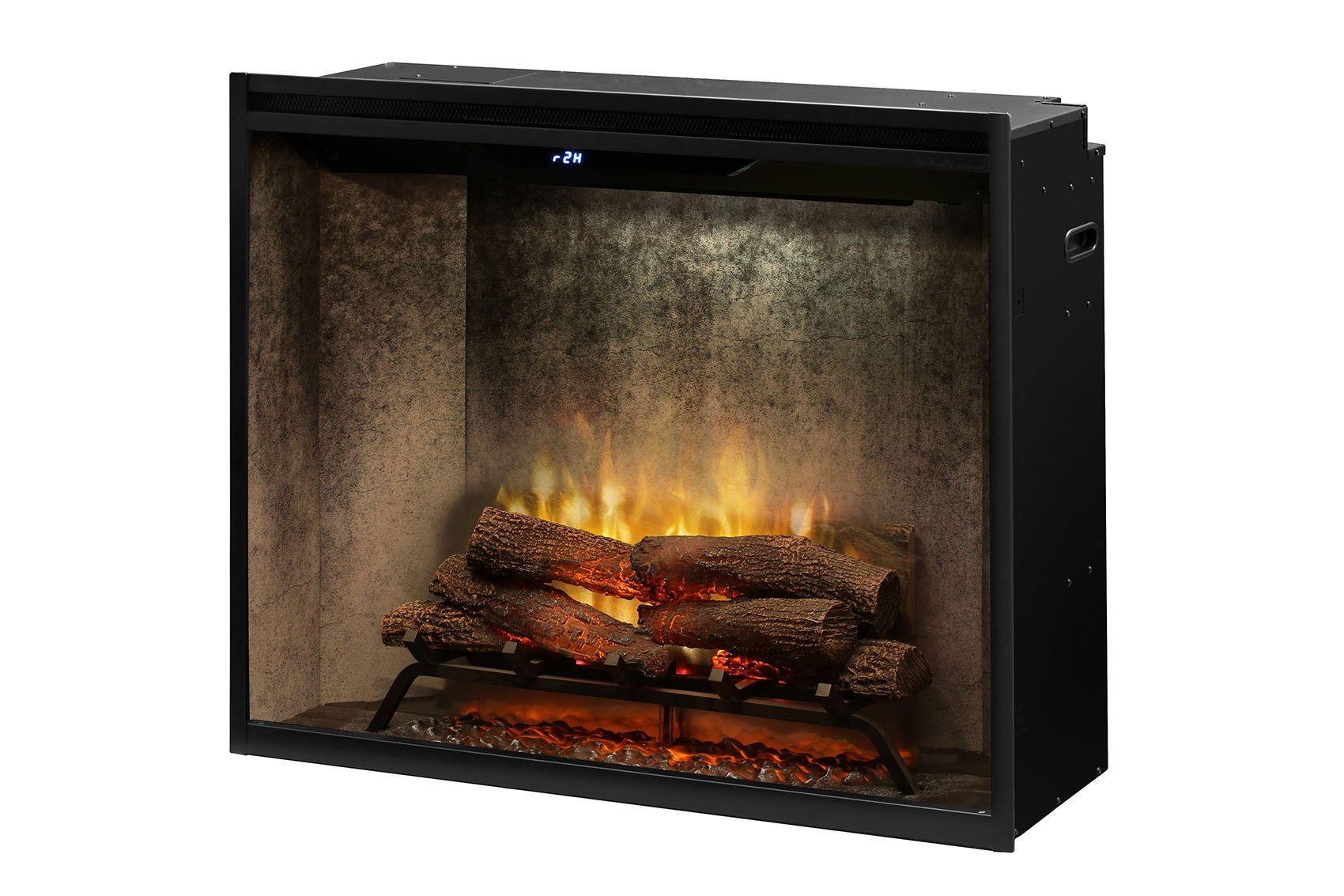 New Dimplex Revillusion Portrait 36 inch Built-In Electric Firebox w/ Glass and Plug Kit | Weathered Concrete