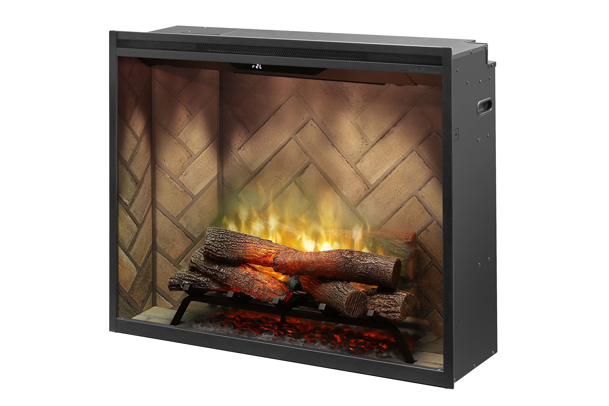 New Dimplex Revillusion Portrait 36 inch Built-In Electric Firebox w/ Glass and Plug Kit | Herringbone Brick