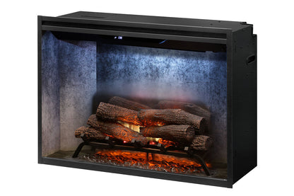 New Dimplex Revillusion 36 inch Built-In Electric Firebox w/ Glass and Plug Kit | Weathered Concrete