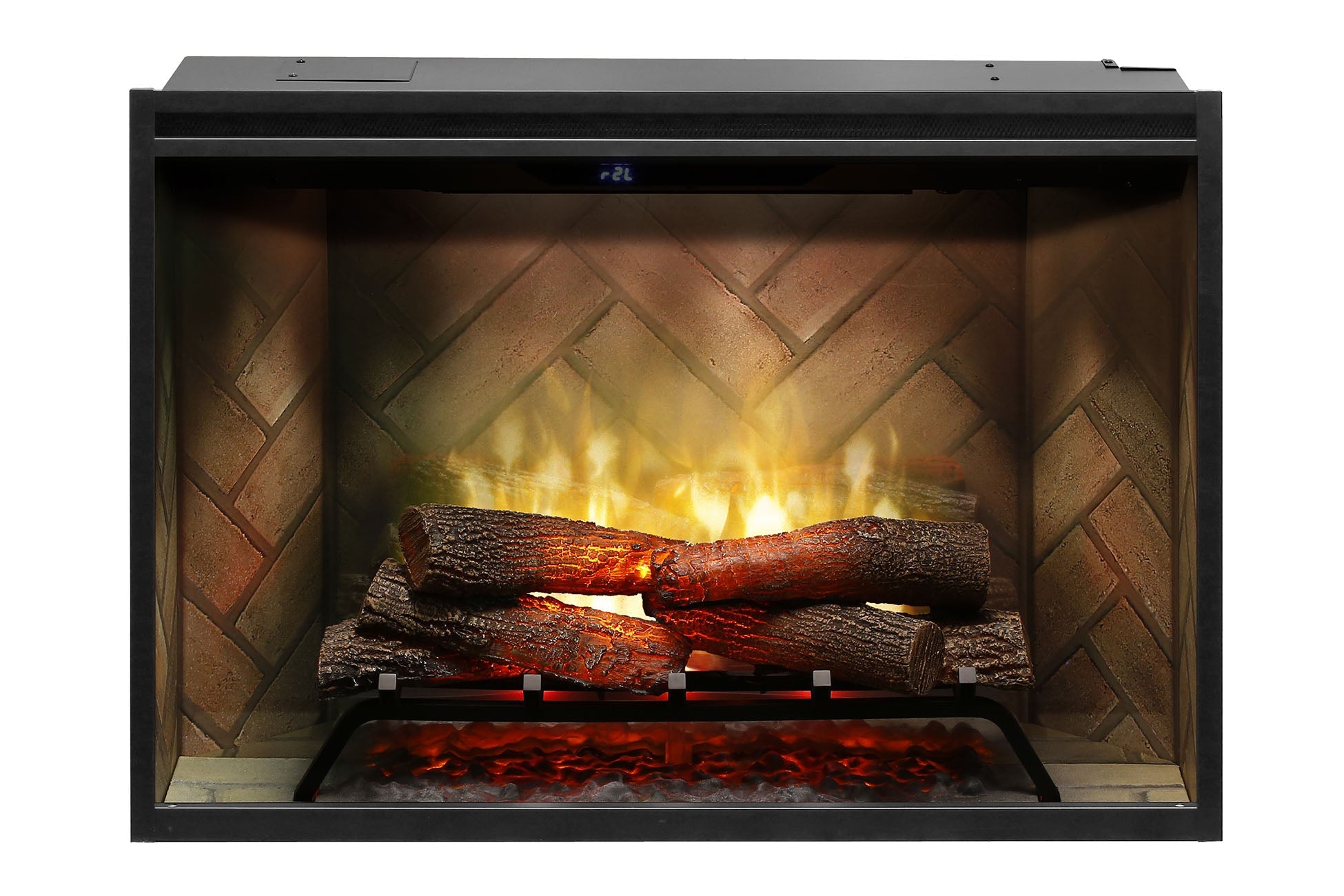 New Dimplex Revillusion 36 inch Built-In Electric Firebox w/ Glass and Plug Kit | Herringbone Brick