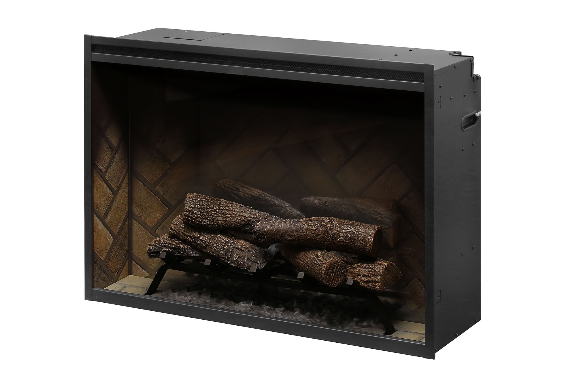 New Dimplex Revillusion 36 inch Built-In Electric Firebox w/ Glass and Plug Kit | Herringbone Brick