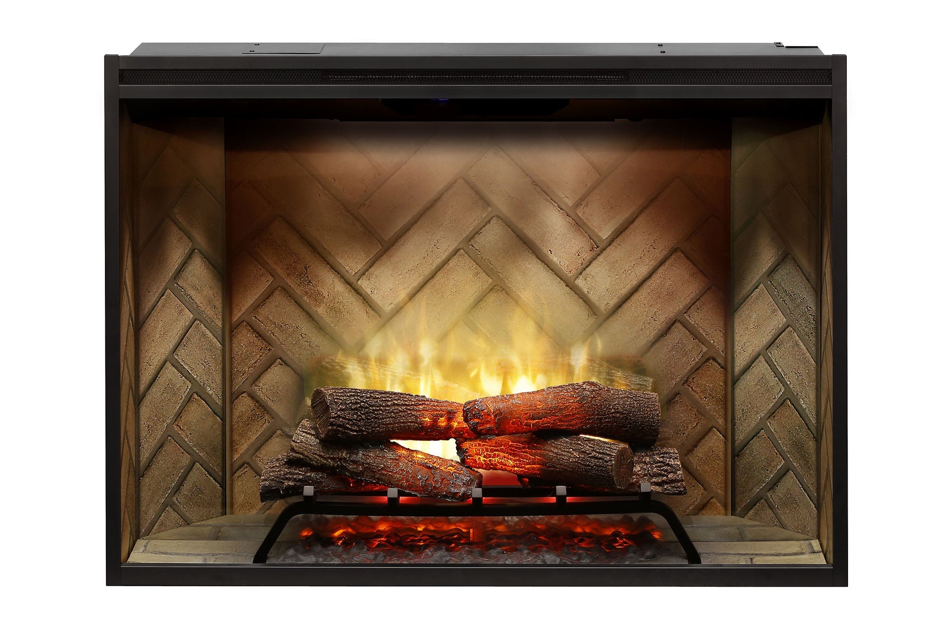 New Dimplex Revillusion 42 inch Built-In Electric Firebox w/ Glass and Plug Kit | Herringbone Brick