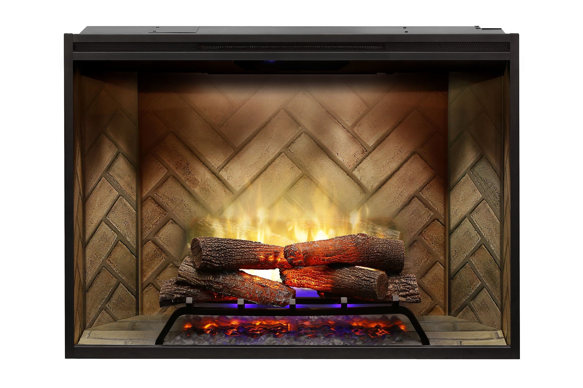 New Dimplex Revillusion 42 inch Built-In Electric Firebox w/ Glass and Plug Kit | Herringbone Brick