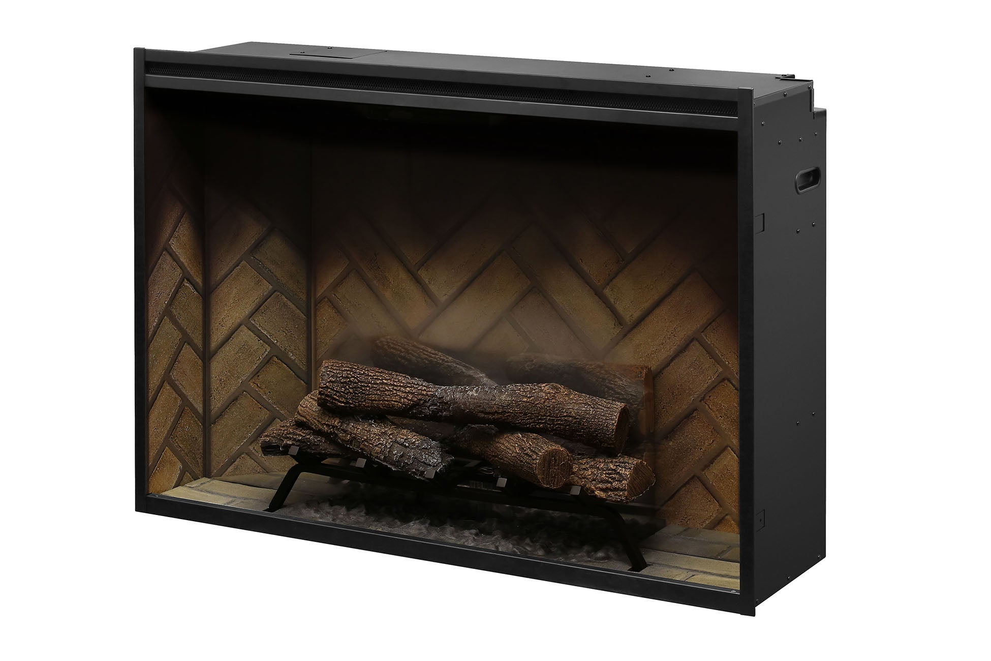 New Dimplex Revillusion 42 inch Built-In Electric Firebox w/ Glass and Plug Kit | Herringbone Brick