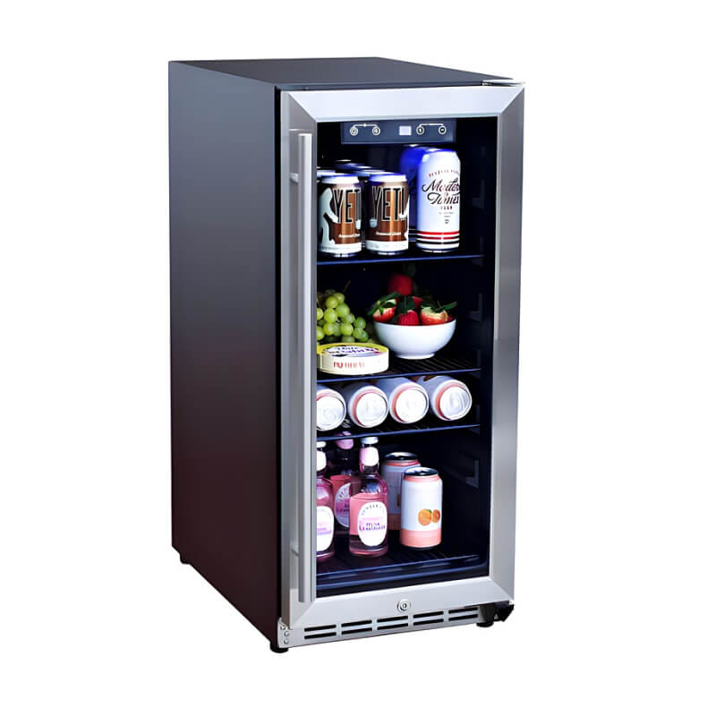 RCS 15-Inch 3.2 Cu. Ft. Outdoor Rated Stainless Steel Refrigerator With Glass Window - REFR5