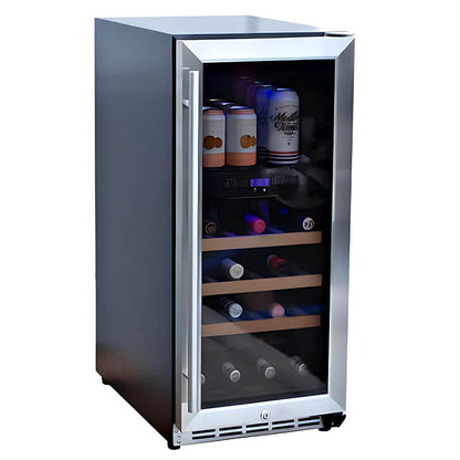 RCS 15-Inch 3.2 Cu. Ft. Outdoor Rated Stainless Steel Wine Cooler with Glass Door - RWC1