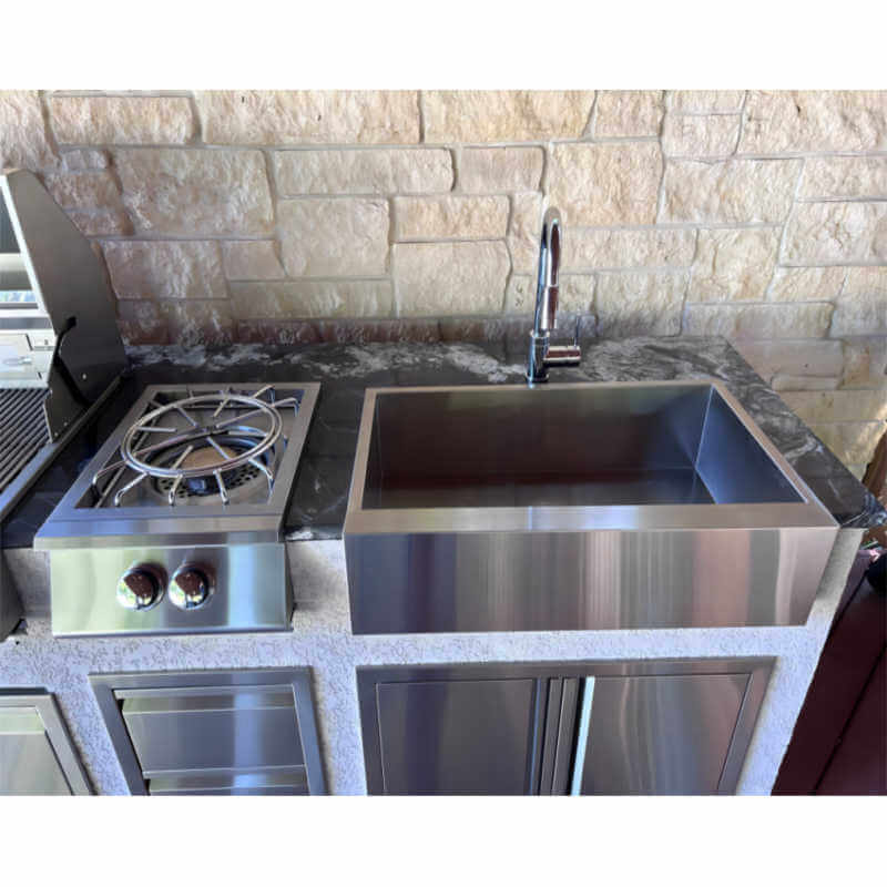 RCS 32-Inch Outdoor Farm House Stainless Steel Sink With Hold and Cold Faucet - RSNK3
