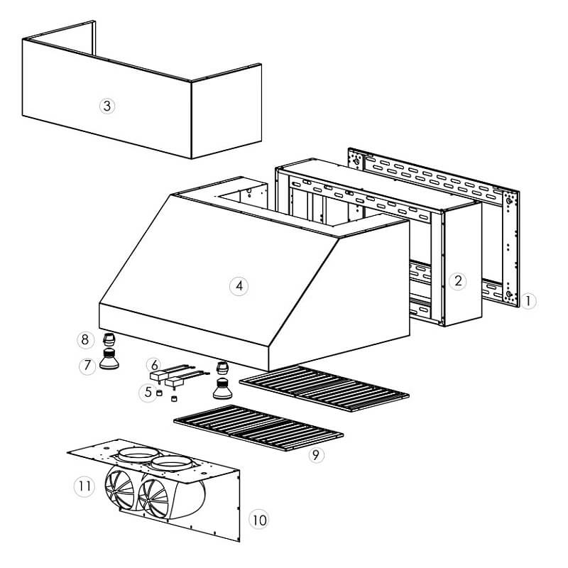 RCS 8-Inch Spacer Bracket for 48-Inch Vent Hood - RVH48-SP8