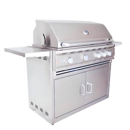 RCS Cutlass Pro 38 Inch 4 Burner Freestanding Gas Grill with Ceramic Briquettes