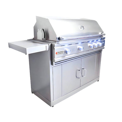 RCS Cutlass Pro 42 Inch 4 Burner Freestanding Gas Grill with Ceramic Briquettes