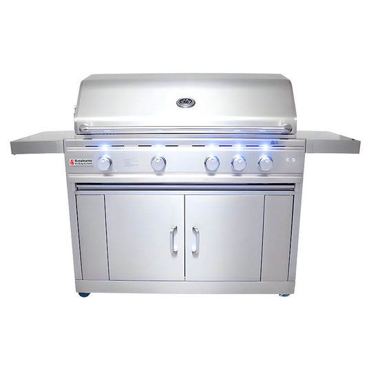 RCS Cutlass Pro 42 Inch 4 Burner Freestanding Gas Grill with Ceramic Briquettes