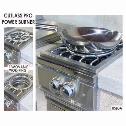 RCS Cutlass Pro Series Built-In Power Burner With Stainless Steel Lid - RSB3A