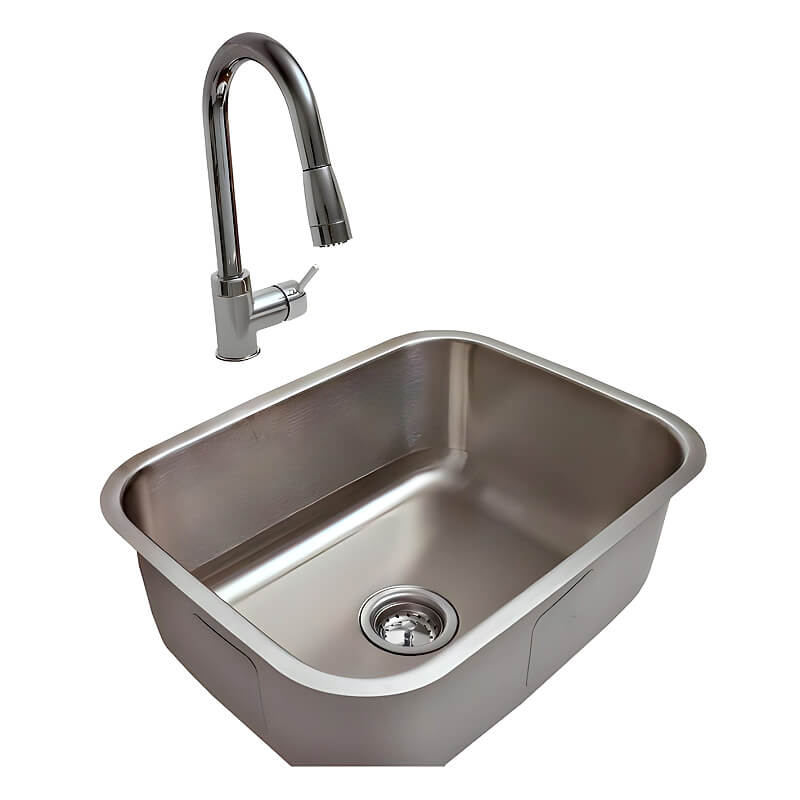 RCS 23 X 18 18-Gauge Single Bowl Stainless Steel Undermount Sink With Hot/Cold Faucet - RSNK2