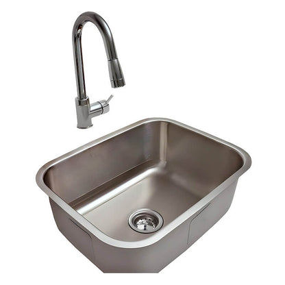 RCS 23 X 18 18-Gauge Single Bowl Stainless Steel Undermount Sink With Hot/Cold Faucet - RSNK2