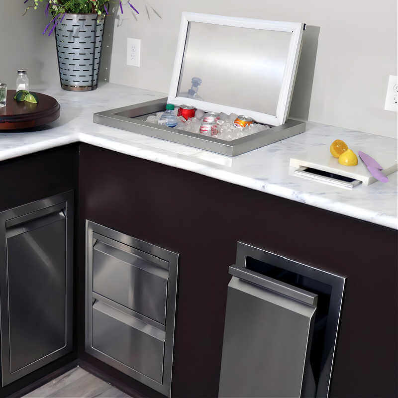RCS Valiant 24 Inch Stainless Steel Drop-In Ice Cooler with Lid - VIC2