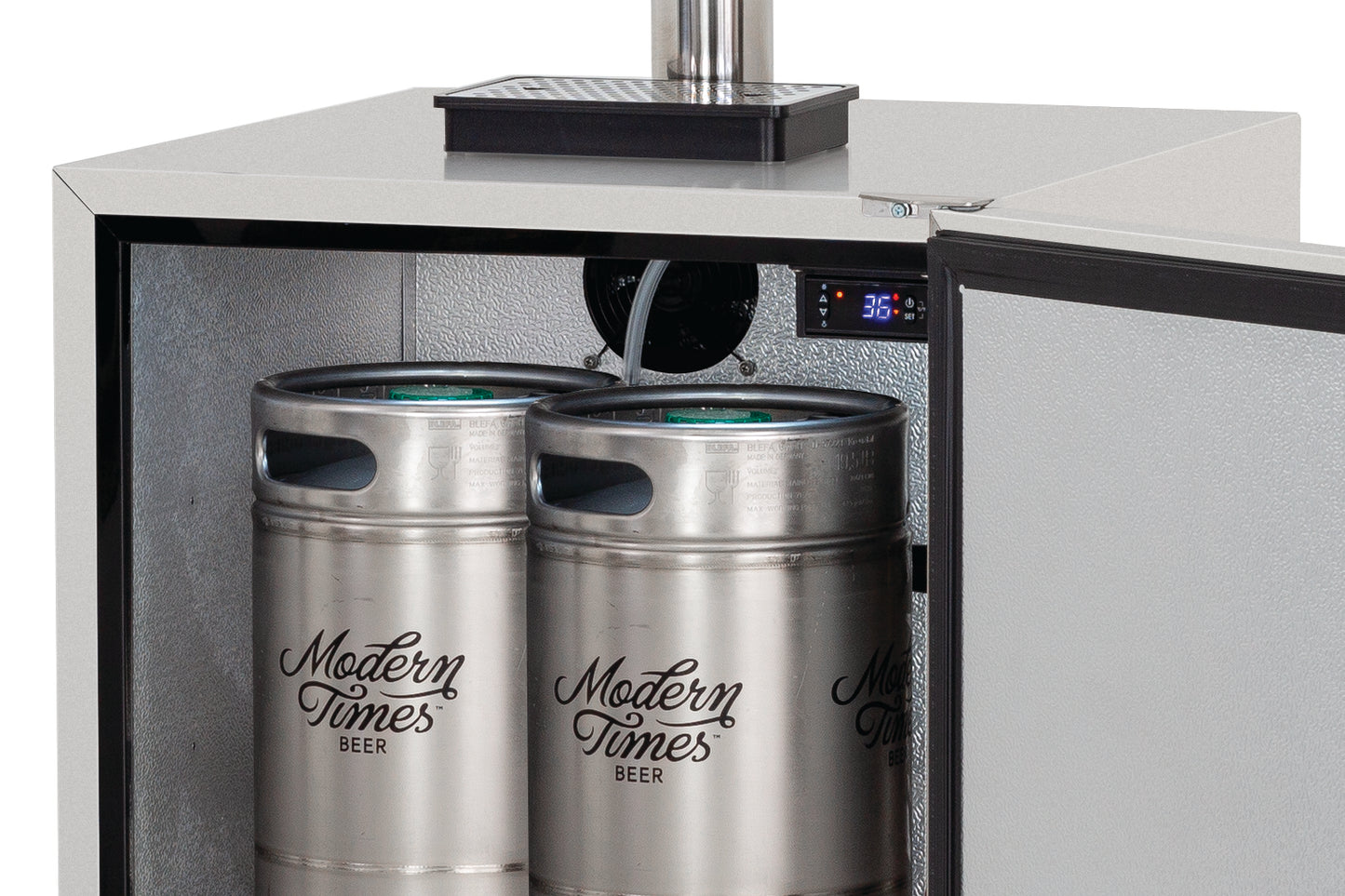 TrueFlame 24-Inch 6.6 Cu. Ft. Outdoor Rated Double Tap Kegerator - TF-RFR-24DK2