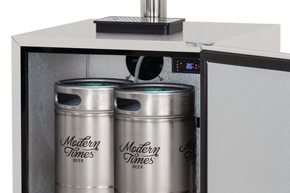 TrueFlame 24-Inch 6.6 Cu. Ft. Outdoor Rated Double Tap Kegerator - TF-RFR-24DK2