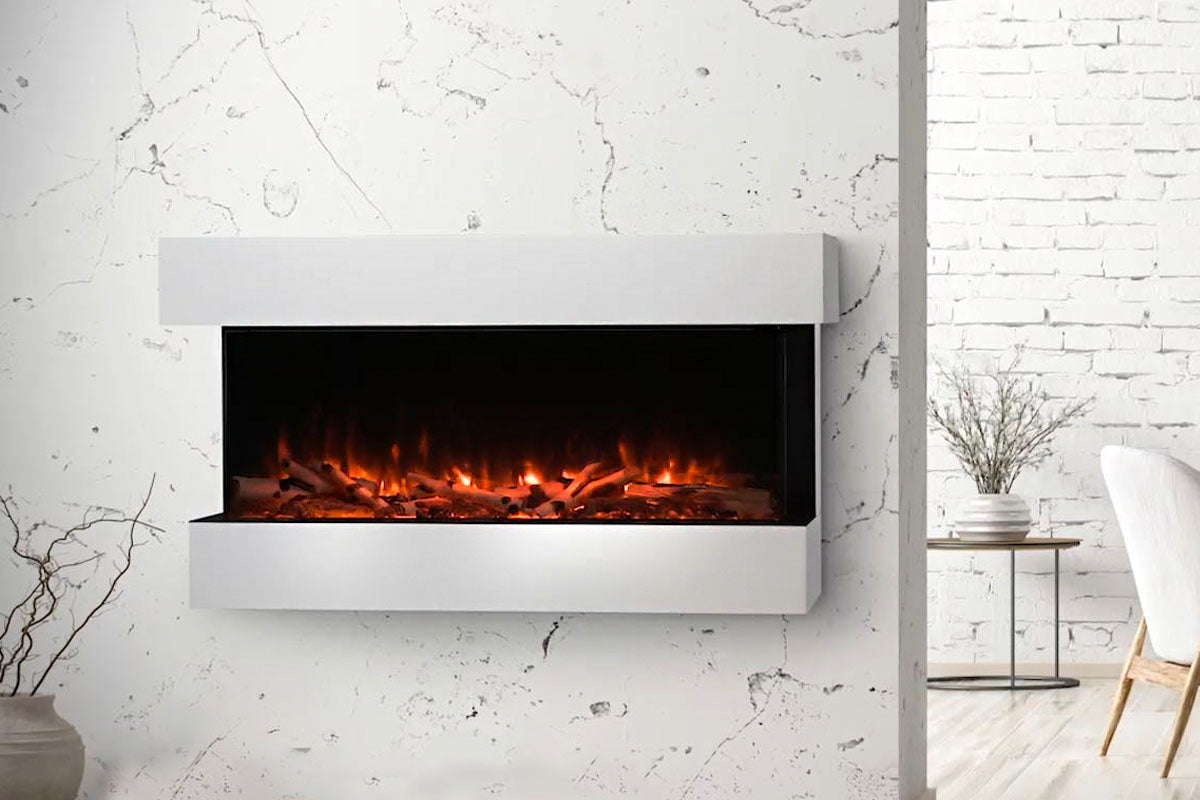 SimpliFire Scion Trinity 50" Electric Fireplace Wall Mount Mantel Package