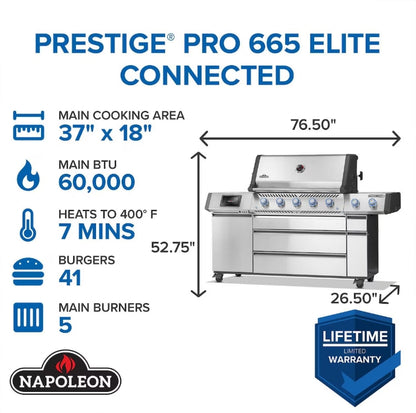 Napoleon Prestige PRO 665 Elite 5 Burner Freestanding Gas Grill