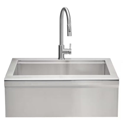 Coyote 30" Stainless Steel Farmhouse Sink With Drain, Faucet, Strainer & Cover - C3FHSINK