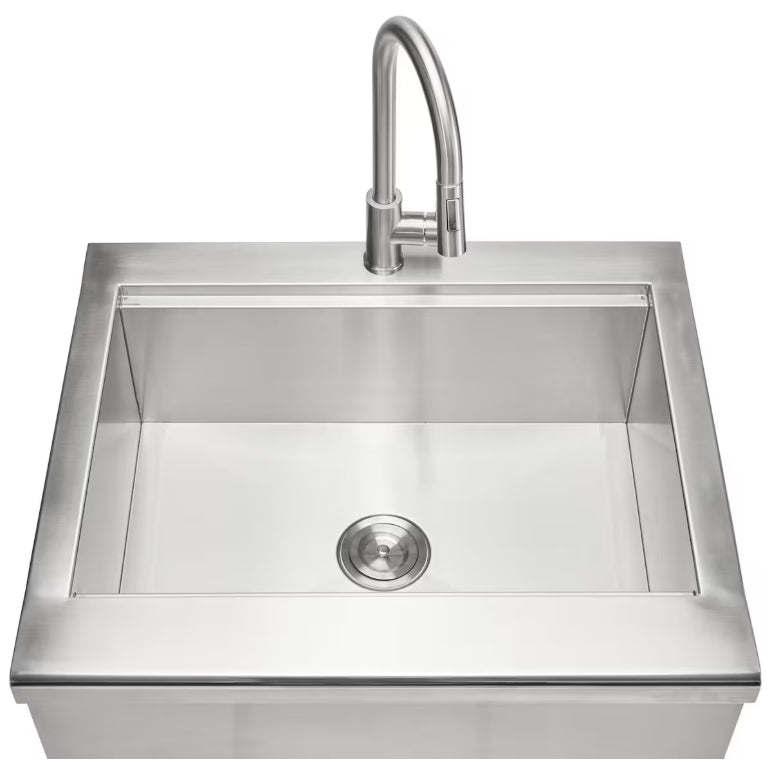 Coyote 30" Stainless Steel Farmhouse Sink With Drain, Faucet, Strainer & Cover - C3FHSINK