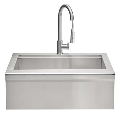 Coyote 30" Stainless Steel Farmhouse Sink With Drain, Faucet, Strainer & Cover - C3FHSINK