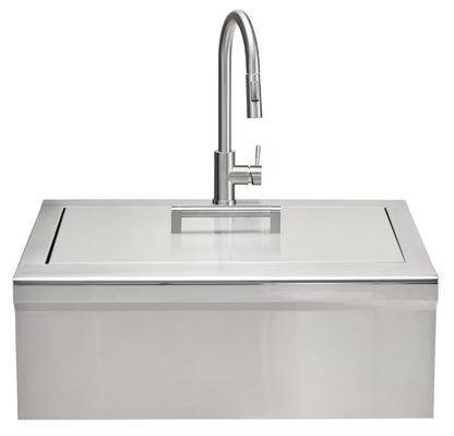 Coyote 30" Stainless Steel Farmhouse Sink With Drain, Faucet, Strainer & Cover - C3FHSINK