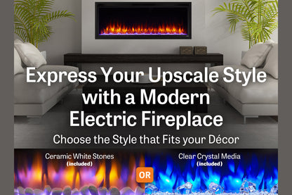 SimpliFire Allusion Platinum 50'' Wall Mount / Recessed Linear Electric Fireplace