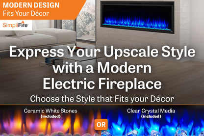SimpliFire Allusion Platinum 60'' Wall Mount / Recessed Linear Electric Fireplace