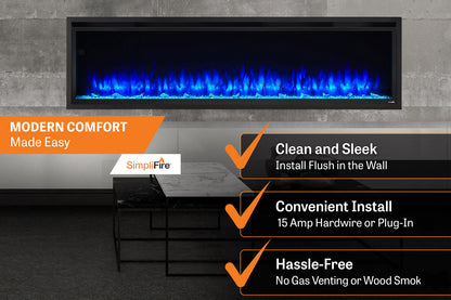 SimpliFire Allusion Platinum 72'' Wall Mount / Recessed  Electric Fireplace