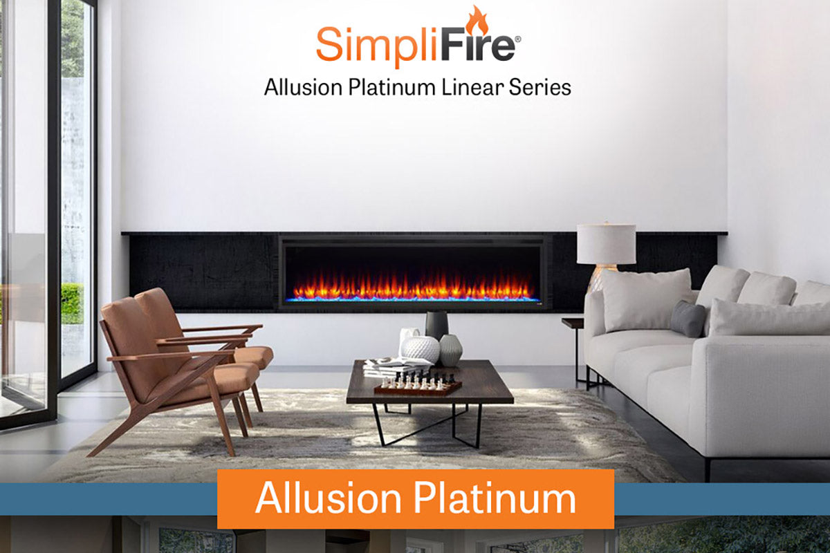 SimpliFire Allusion Platinum 50'' Wall Mount / Recessed Linear Electric Fireplace