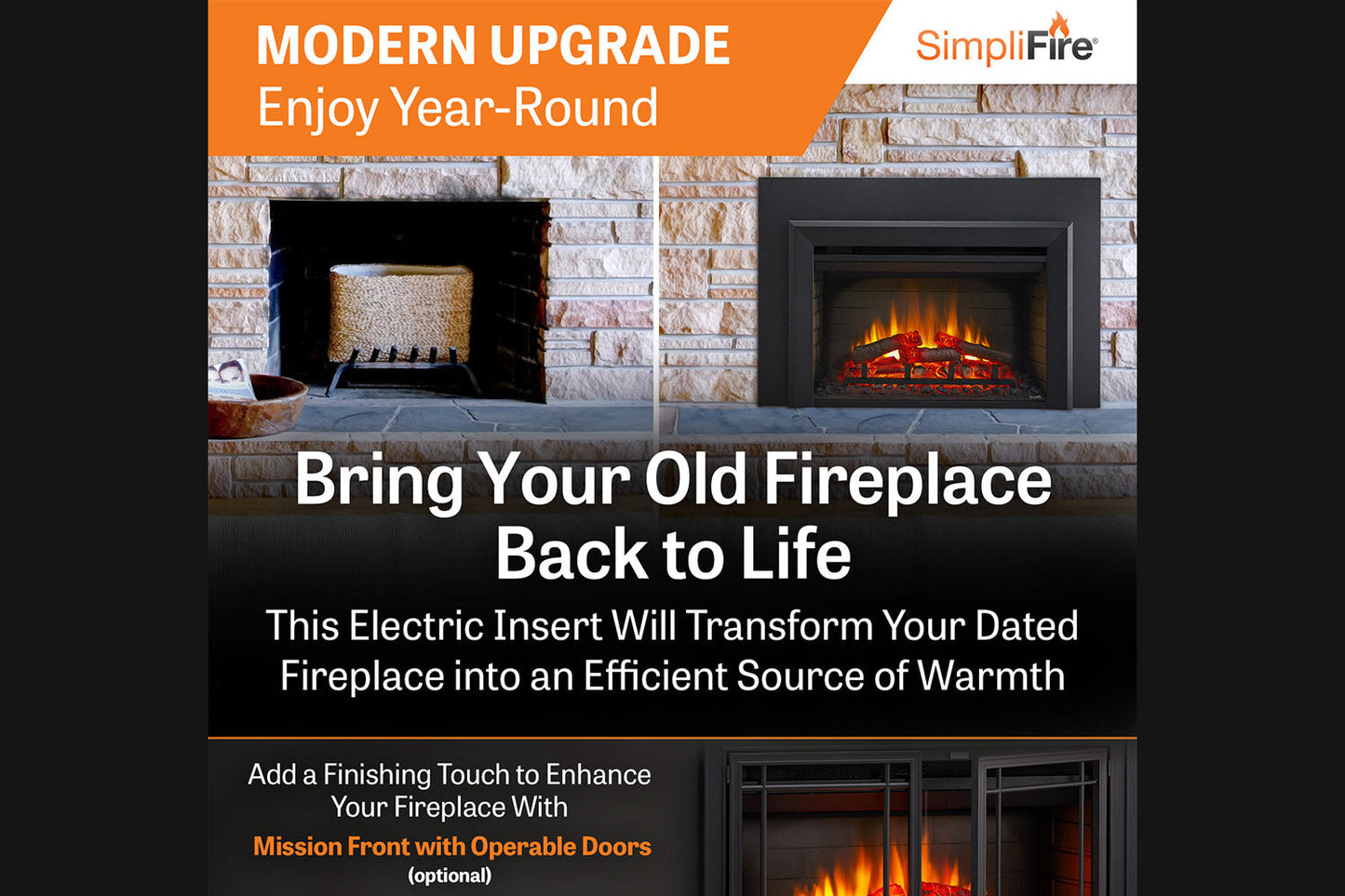 SimpliFire 35" Electric Fireplace Insert